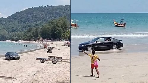 Туристы на автомобиле посреди пляжа вызвали возмущение у тайских пользователей соцсетей. Фото: Bangja Jojan Chaidee