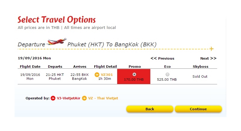 Vietjet начала продажу билетов Пхукет-Бангкок по 364 бата