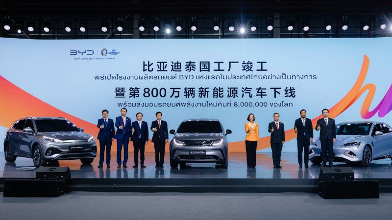 BYD открыла завод электромобилей в Районге и отпраздновала производство 8-миллионной машины. Планку в 1 млн компания взяла три года назад. Фото: BYD Global