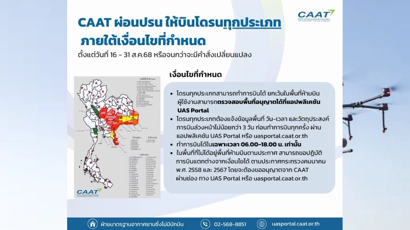 Запрет на запуск дронов гражданскими лицами снят в Таиланде